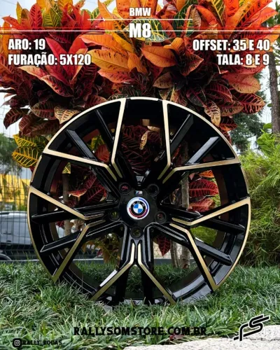 Roda Bmw M8 Preto Diamantado Bronze 5x120 - 19x9 Offset 40 (Nv)