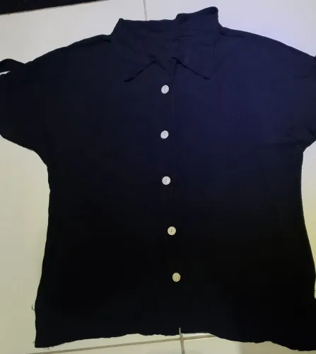 Camisa Social Preta Manga Curta