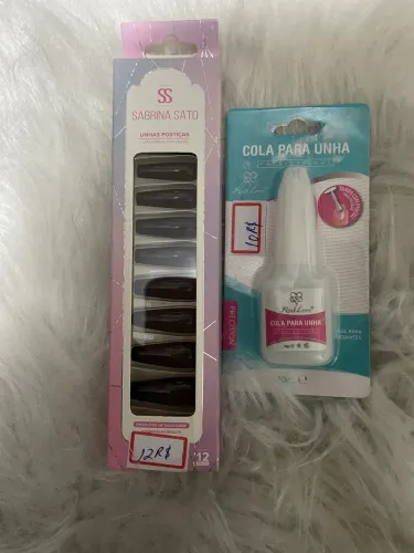 Kit de unhas postiças e cola para unhas