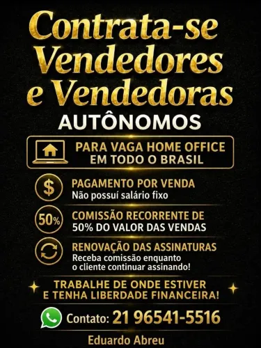vaga para vendedores e vendedoras 
