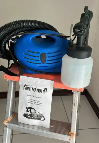 Pistola pulverizadora portátil com compressor<br>- Perfeita para madeira, metal e plástico