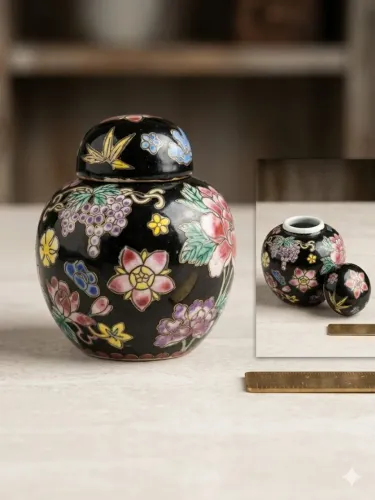 Mini Pote de Gengibre em Porcelana Oriental