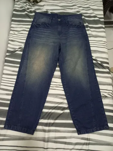 calça jeans baggy guthpants laser destroyed blue