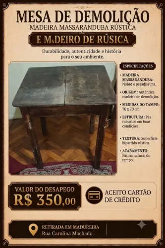 mesa em madeira de demolição