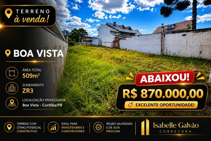 TERRENO ZR3 À VENDA | BOA VISTA CURITIBA/PR