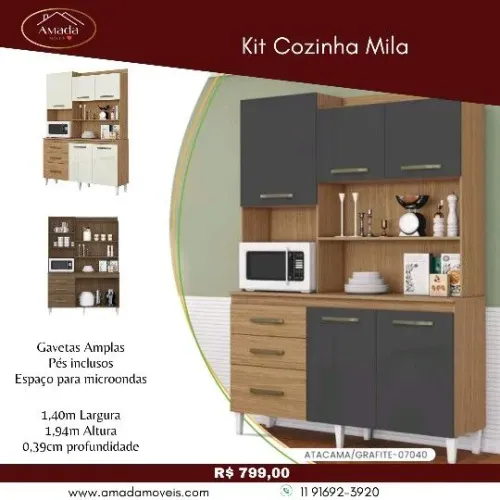 Armário de cozinha de pezinhos Mila