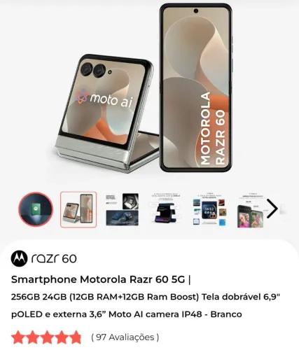 Celular Motorola Razr 60 (apenas 4 meses de uso)