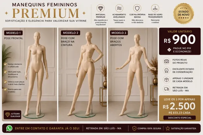 Manequim Feminino Premium Nude | Base de Vidro | Estado de Novo