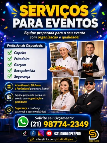 Copeira - Fritadeira - Garçom - Recepcionista - Segurança | STUDIO D'LOPES
