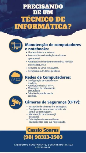 Técnico de Informática: Formatação, Redes e Câmeras (CFTV) - Rápido e Seguro