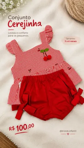 Conjunto Cerejinha 3 a 6 meses