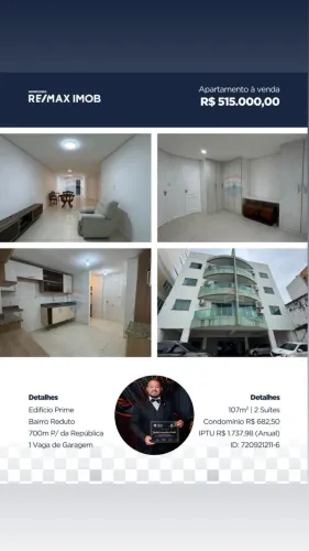 Ed. Prime à venda no Reduto, 2 suítes, 107m2, 1 vaga por 500 MIL