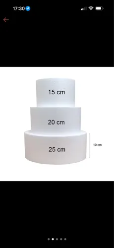 Bolo Fake Isopor 15x20x25 C/ 10cm Base Redonda 3 Andares