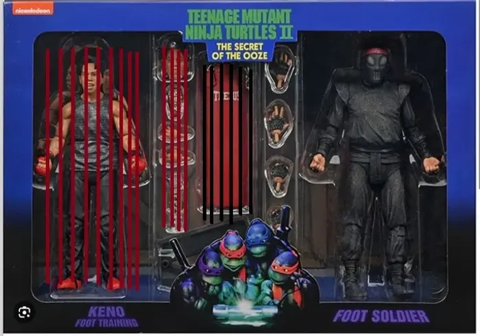 NECA TNMT Movie Foot soldier na caixa do 2pack Keno e FootSoldier