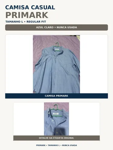 Camisa social azul Primark Original nova tamanho 44/46