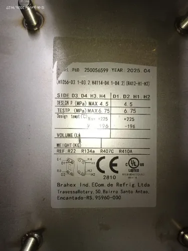 TROCADOR DE CALOR PARA CHILLER 10 TR'S DUPLO.
