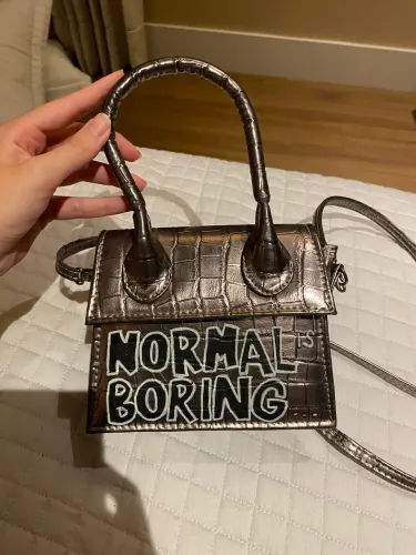 bolsa prata metalizada pintada a mão 