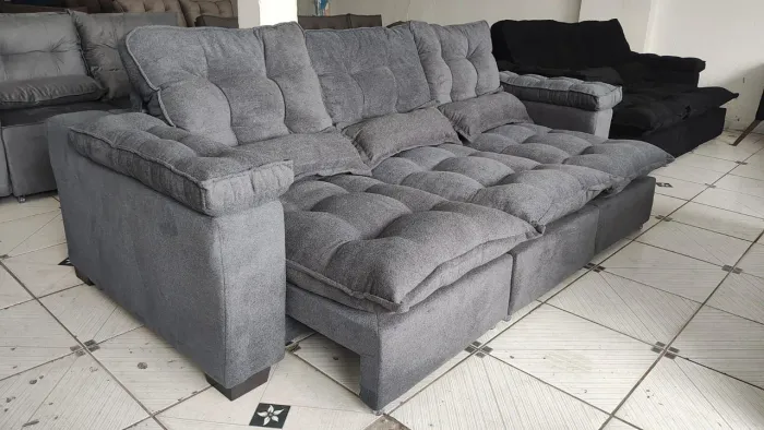 Sofá retrátil reclinável com pillow top entrega imediata