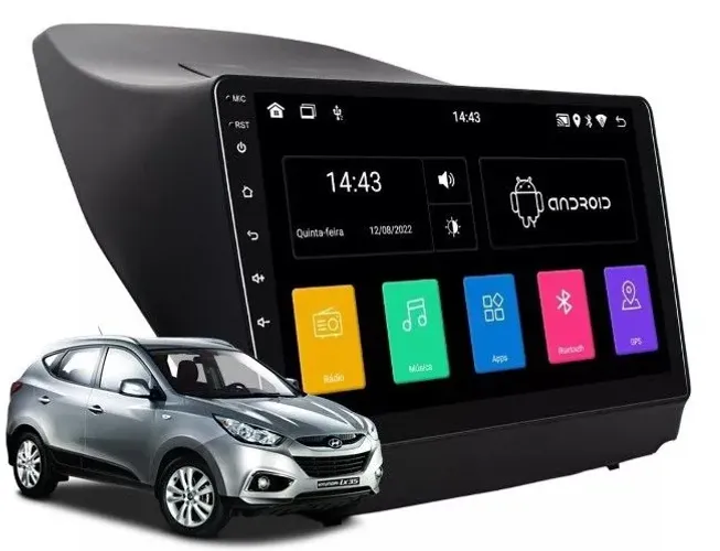 Multimídia IX35 2009 a 2019 - 10 polegadas com moldura - Android