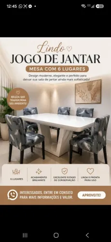 Vendo ou troco Mesa de jantar com 6 lugares!