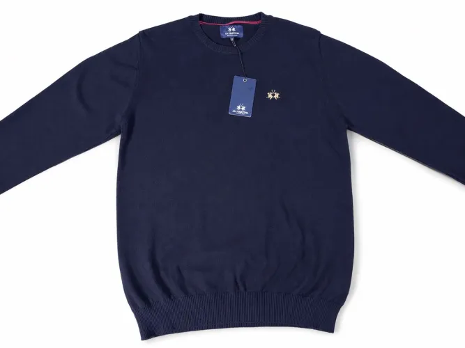Suéter La Martina Original Preto Masculino Gola Redonda Novo Com Etiqueta