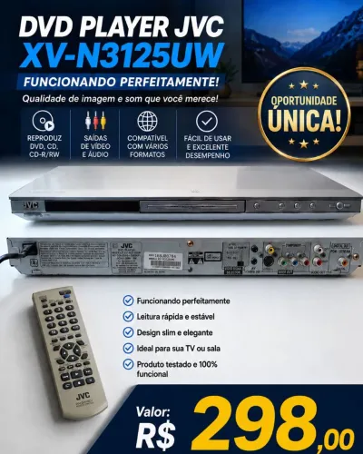 DVD PLAYER JVC - COMPLETO - RARIDADE 