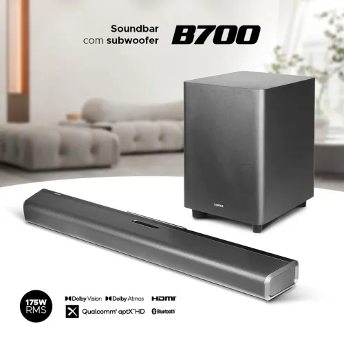 Soundbar 175W RMS com Subwoofer sem fio - EDIFIER B700