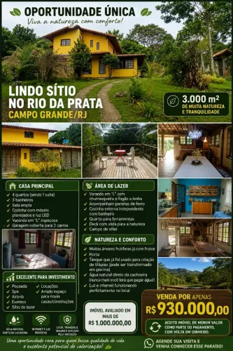 Lindo Sítio (Paraíso) Lugar tranquilo 4 quartos