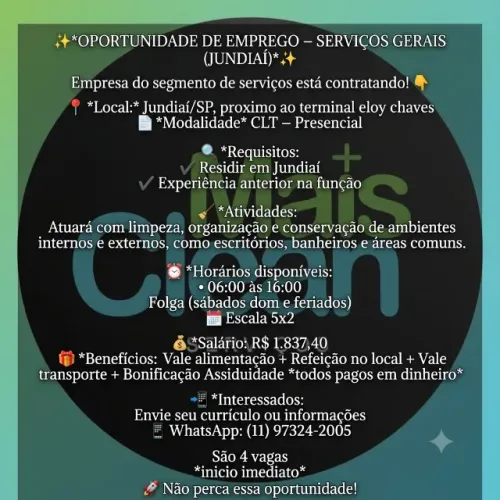 Vaga de emprego *urgente*
