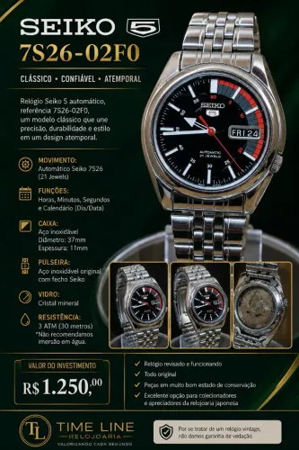 Relógio Seiko 5 7S26-02F0