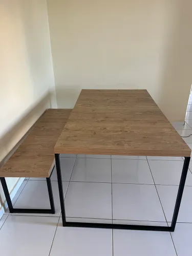 Mesa industrial + banco