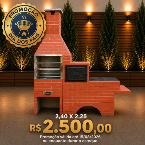Trio de Churrasqueira pré- moldada com forno e fogão a lenha, novo