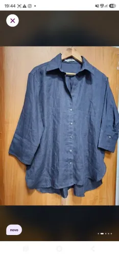 Camisa 100% linho azul marinho. Nova