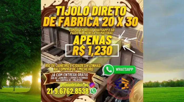 tijolo 10 furos 20x30 para residências 