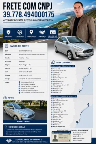 Frete de Porto Alegre para RJ