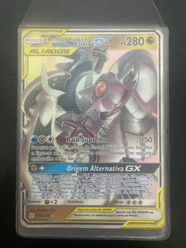 Carta Pokemon Aliados Gx Arceus + Palkia + Dialga, em ótimo estado