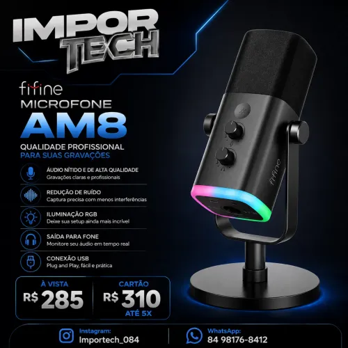 Microfone Fifine AM8 (Preto).