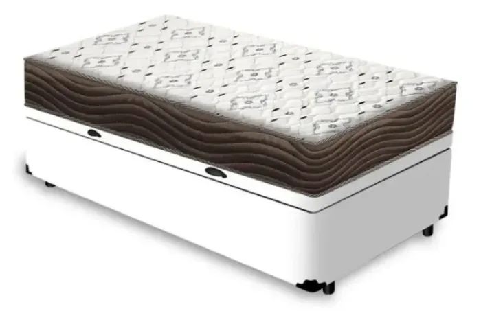 Cama Baú Solteiro + Colchão Solteiro Ortobom Premium Branco