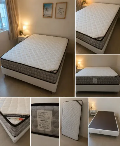 Cama box casal ortobom+colchao ortobom superpocket pro saude spring -excelente estado.
