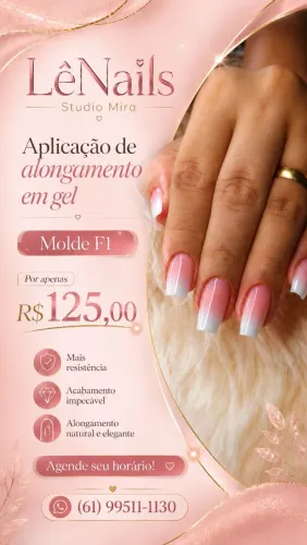 Alongamento de unha em gel (Nail Designer)