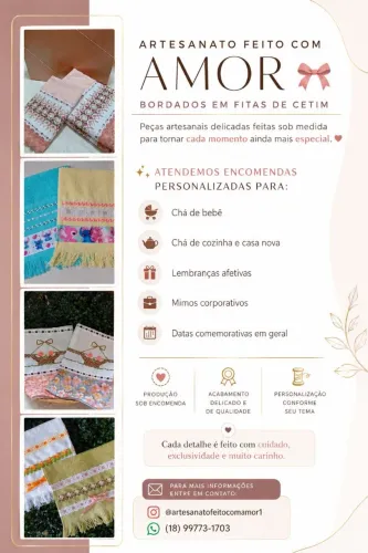 Artesanato feito com Amor.  Toalhas bordadas em fitas ? 