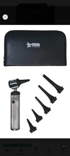 Kit otoscópio profissional LED Social Instuments preto