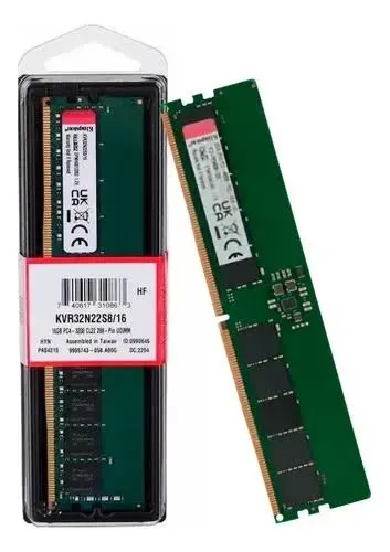 Memória Kingston, 16GB, 3200MHz, DDR4, CL22, 1.2V, Para Desktop, 1RX8 - KVR32N22S8/16