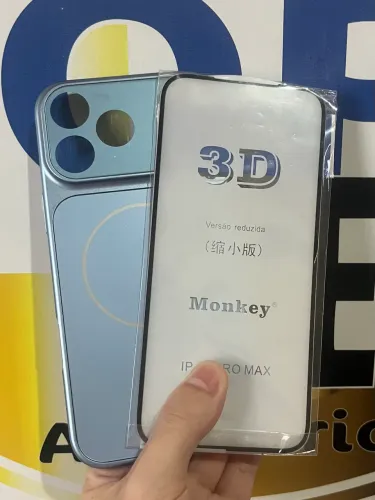 KIT CASES AG GLASS + PELÍCULA 3D COR AZUL GLACIAL IPHONE 17 PRO MAX / IPHONE 18 PRO MAX