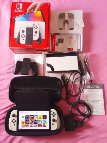 Nintendo Switch Oled destravado 256Giga + 64Giga interno 