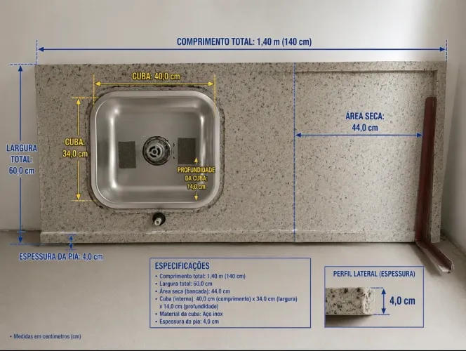 Pia de granito nova , acompanha cuba inox e torneira