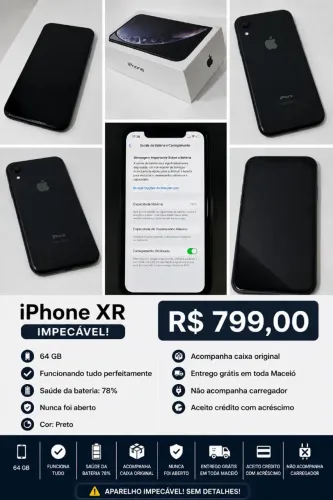 iPhone XR 64GB preto impecável