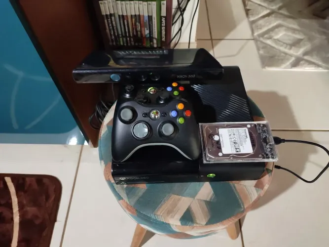 Xbox 360 Super Slim Aurora+Jogos+Kinect+2 Cntrles+Fonte e Cabos. Jogos de Xbox, emuladores