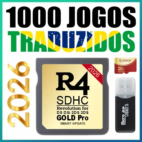 Cartão R4 Gold 2026 16gb - Novo - 1000 Jogos Traduzidos - Nintendo 3DS, 2DS, DS, DSi