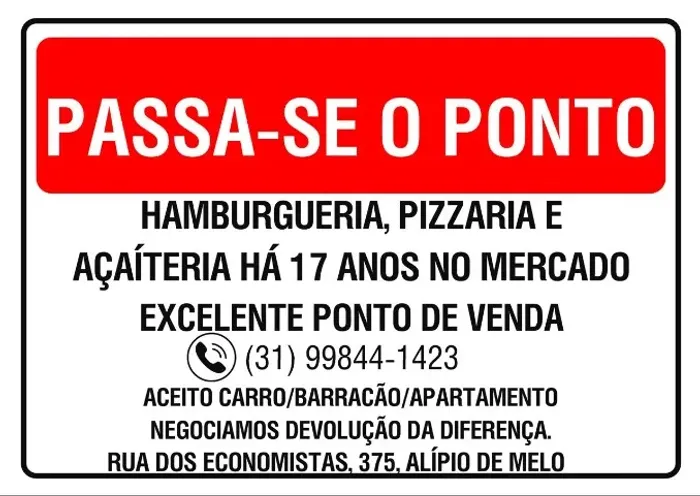 PIZZARIA, HAMBURGUERIA E ACAÍTERIA COMPLETA BAIRRO ALÍPIO DE MELO BH